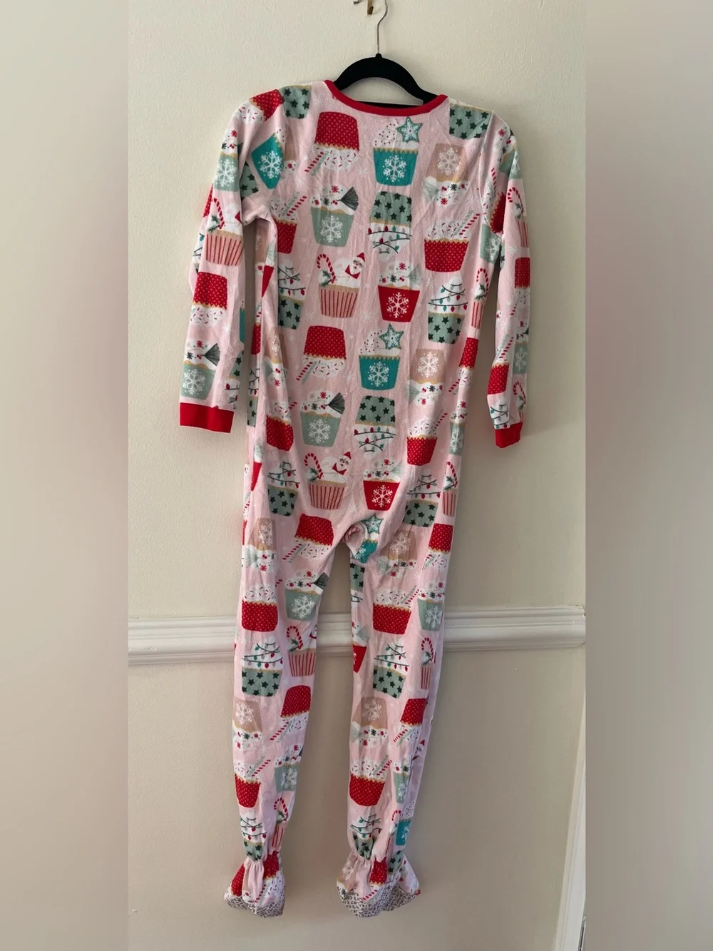 Carter's Pink Holiday Cupcake & Snowflake Footed One-Piece